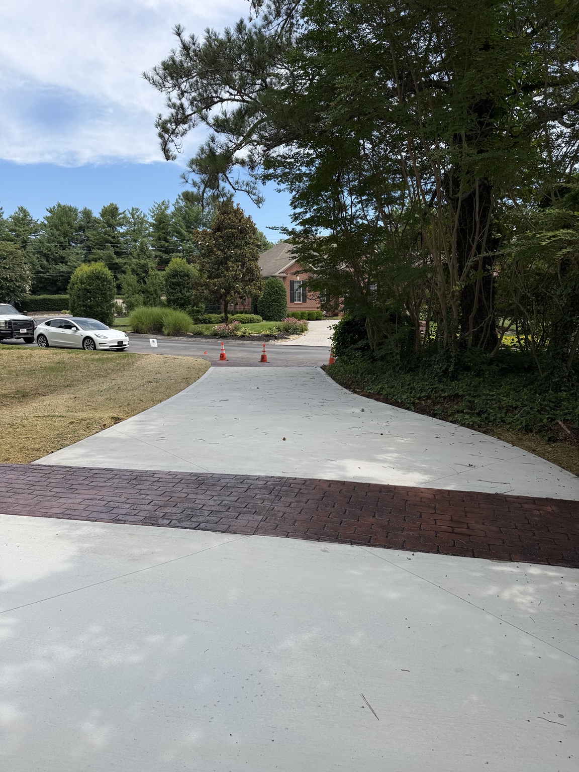 Driveway with stamped accent bands